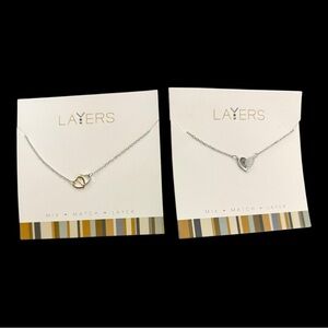 Layers Necklaces - Silver Heart & Two Tone Hearts - Both are new!